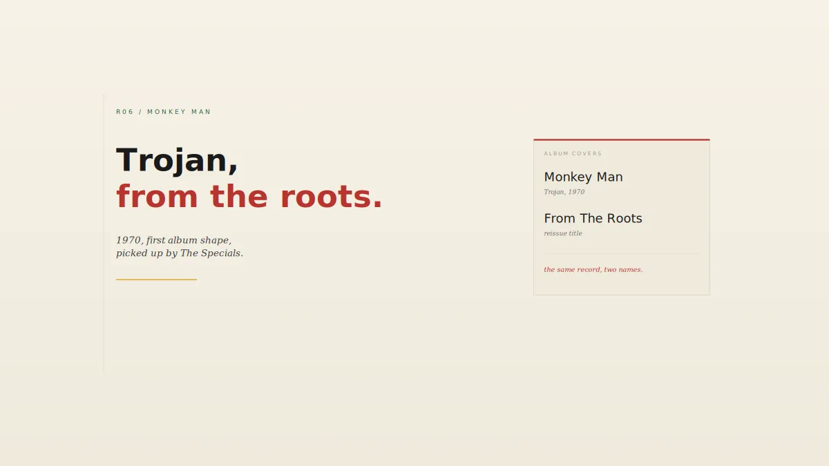 Monkey Man / From The Roots 앨범 노트 – Beverley’s 시대의 대표작